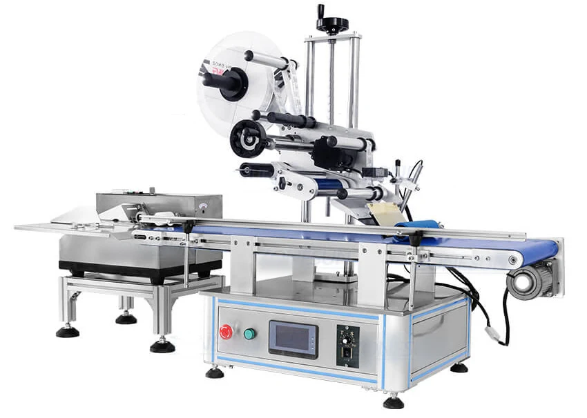 Paging flat surface labelling machine for bags and cards