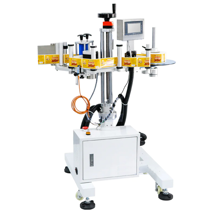 Side label applicator for bottles and cartons (portable)