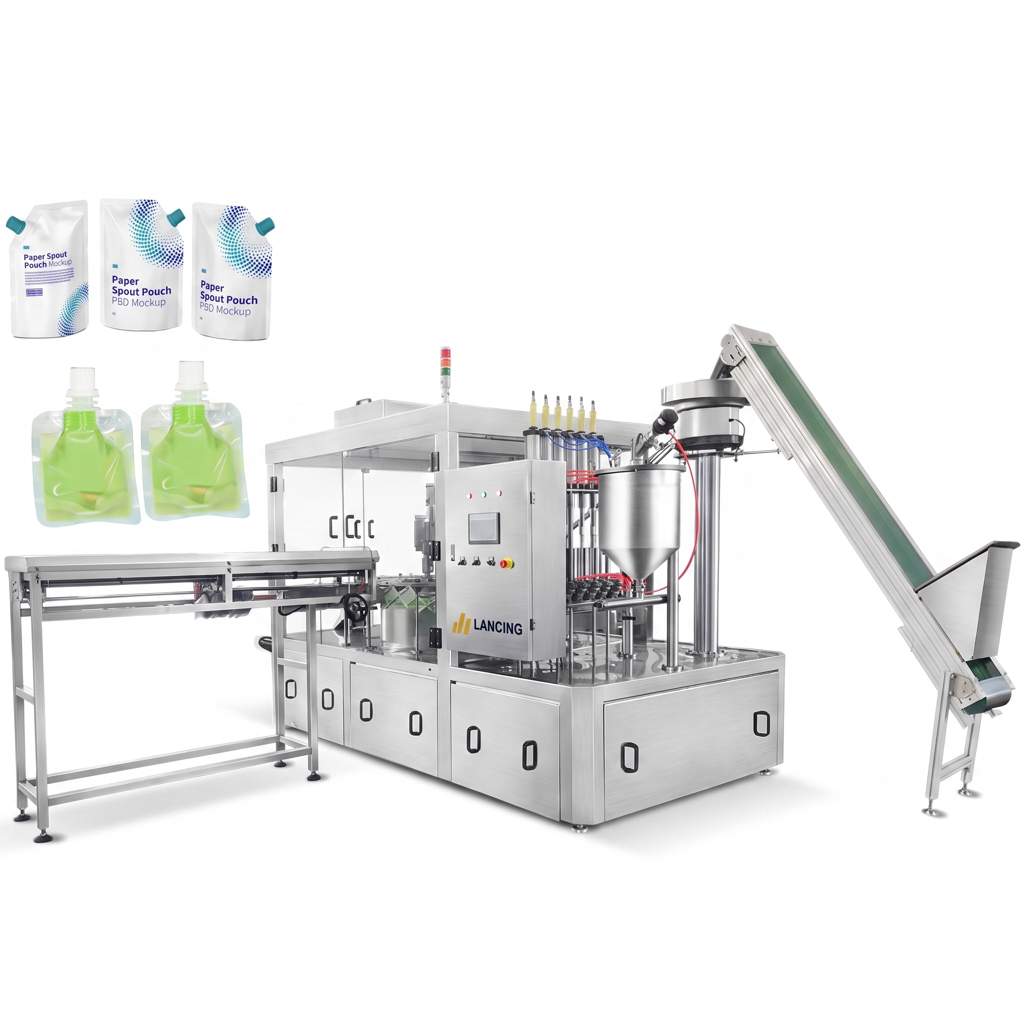 LANCING Automatic 6 Heads Spout Pouch Fruit Juice Filling & Capping Machine