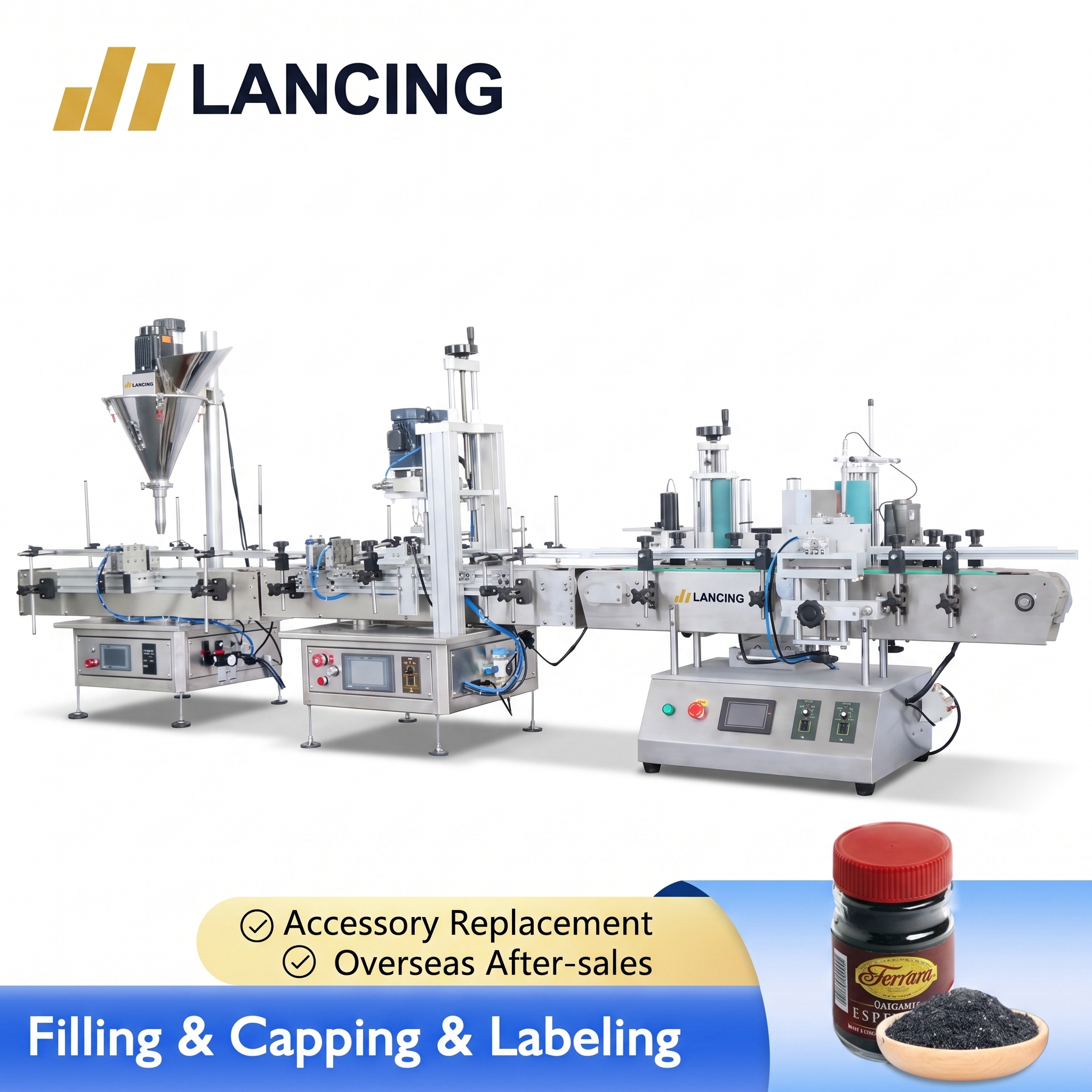 LANCING Desktop Automatic Small Bottle Jar Auger Fine Powder Filling Line