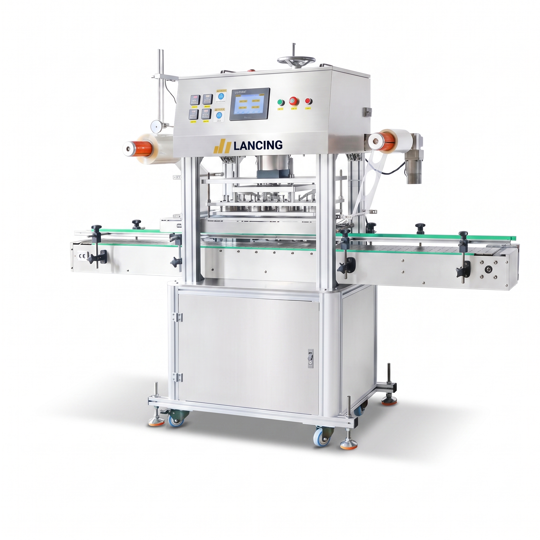 LANCINGLU-FKR4T Automatic Double Head Plastic PET Film Jar Top Sealer Wet Tissue
