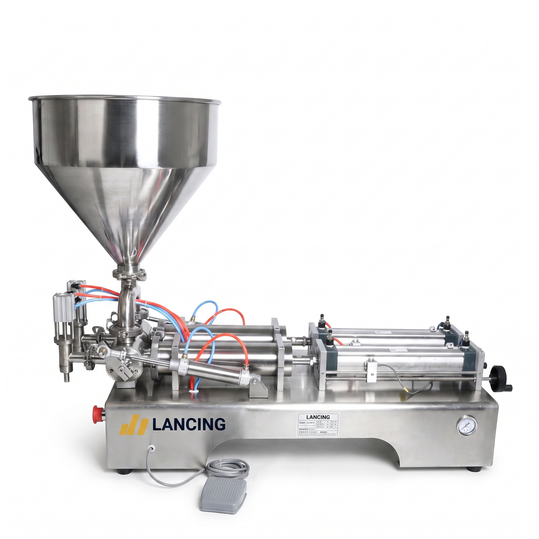 LANCING LU-GT2 2 Heads Filling Machine Automatic Pneumatic Hopper Cream Shampoo