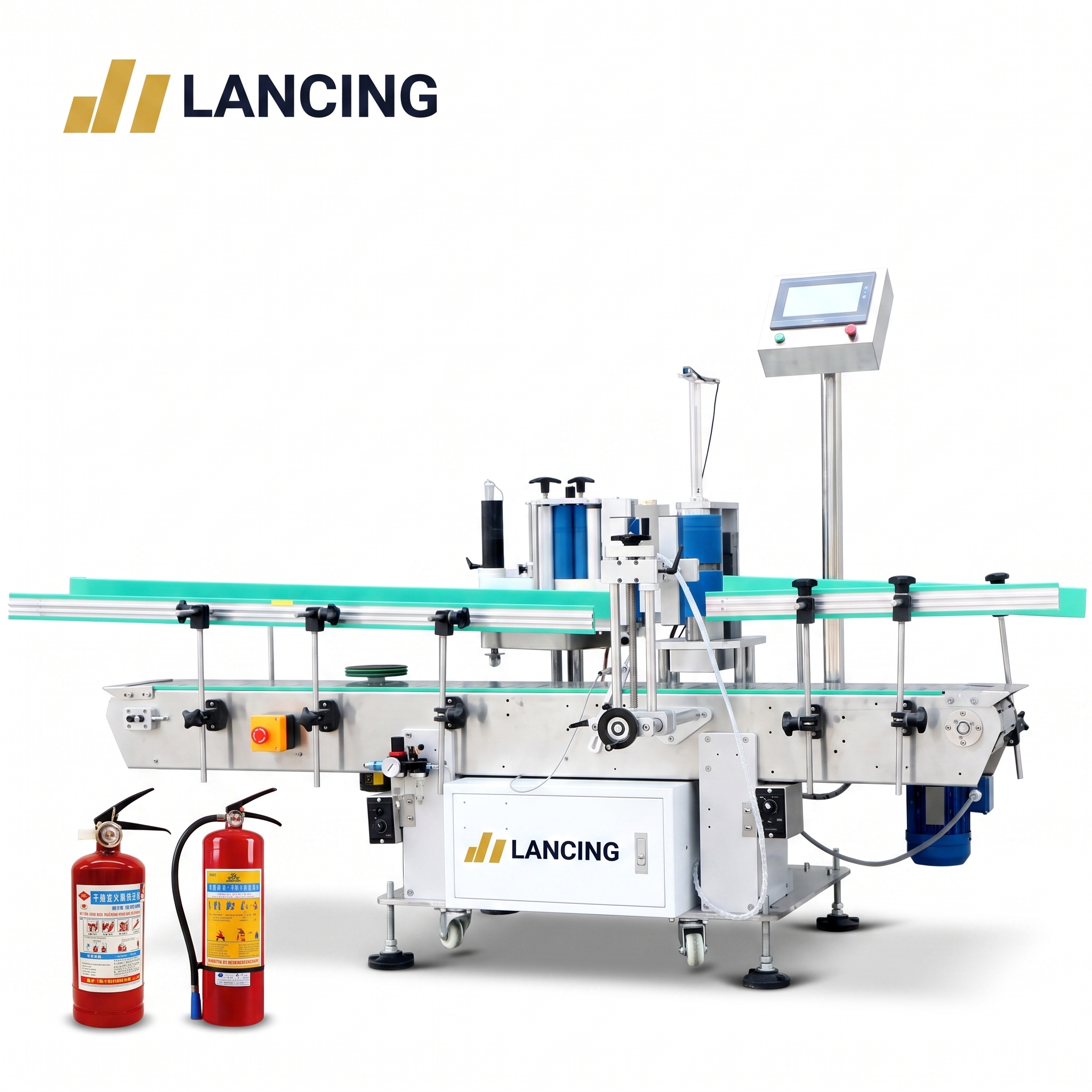 LANCING Automatic Sticker Fire Extinguisher Round Cylinder Labelling Machine