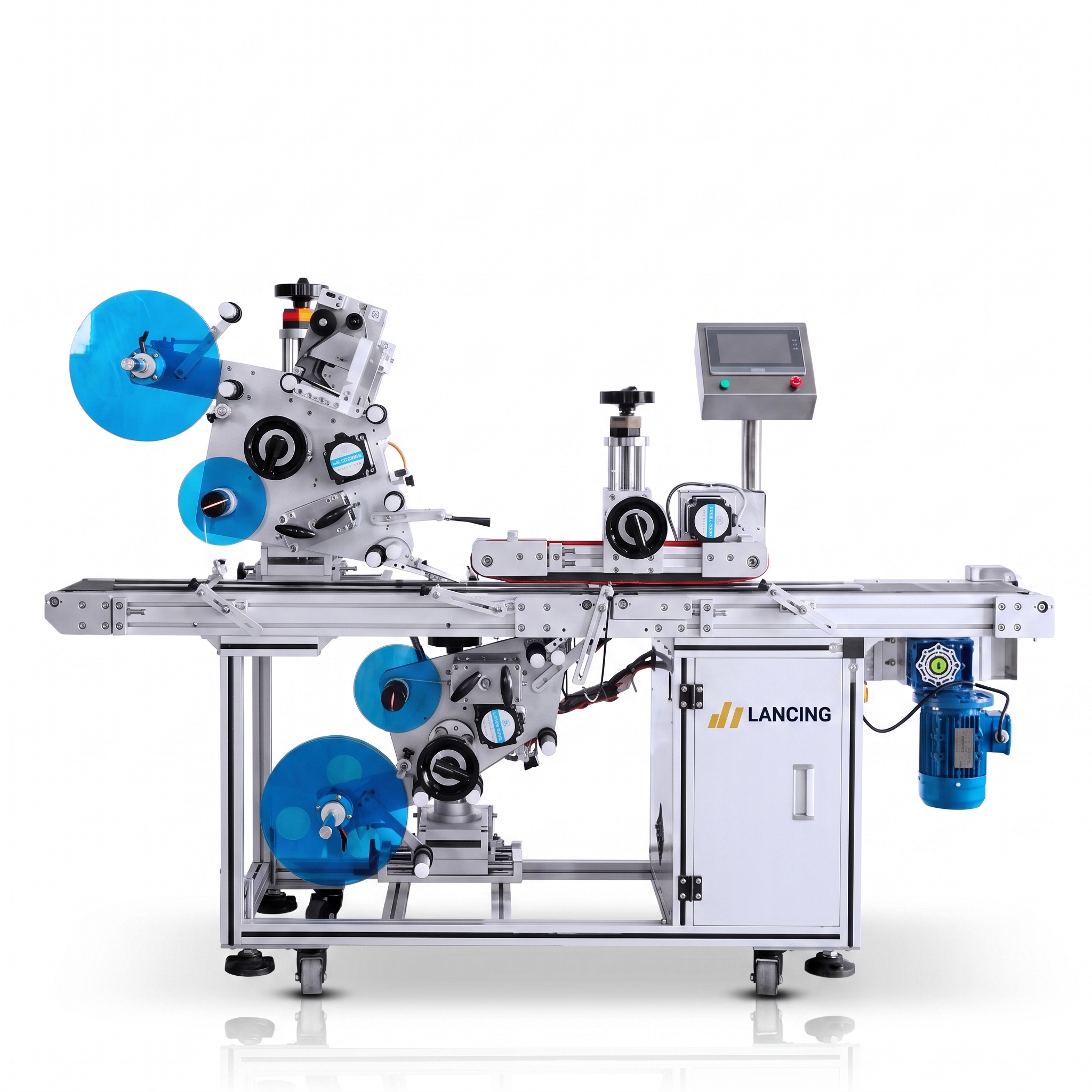 LANCING Adhesive Top and Bottom Bottle Flat Box Labelling Machine