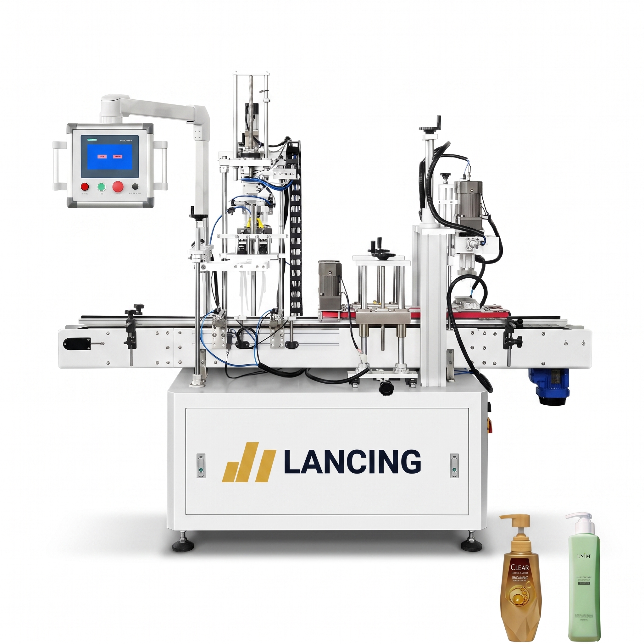 LANCING Automatic Dual Head Shampoo Pump Dispenser Cap Bottle Capping Machine