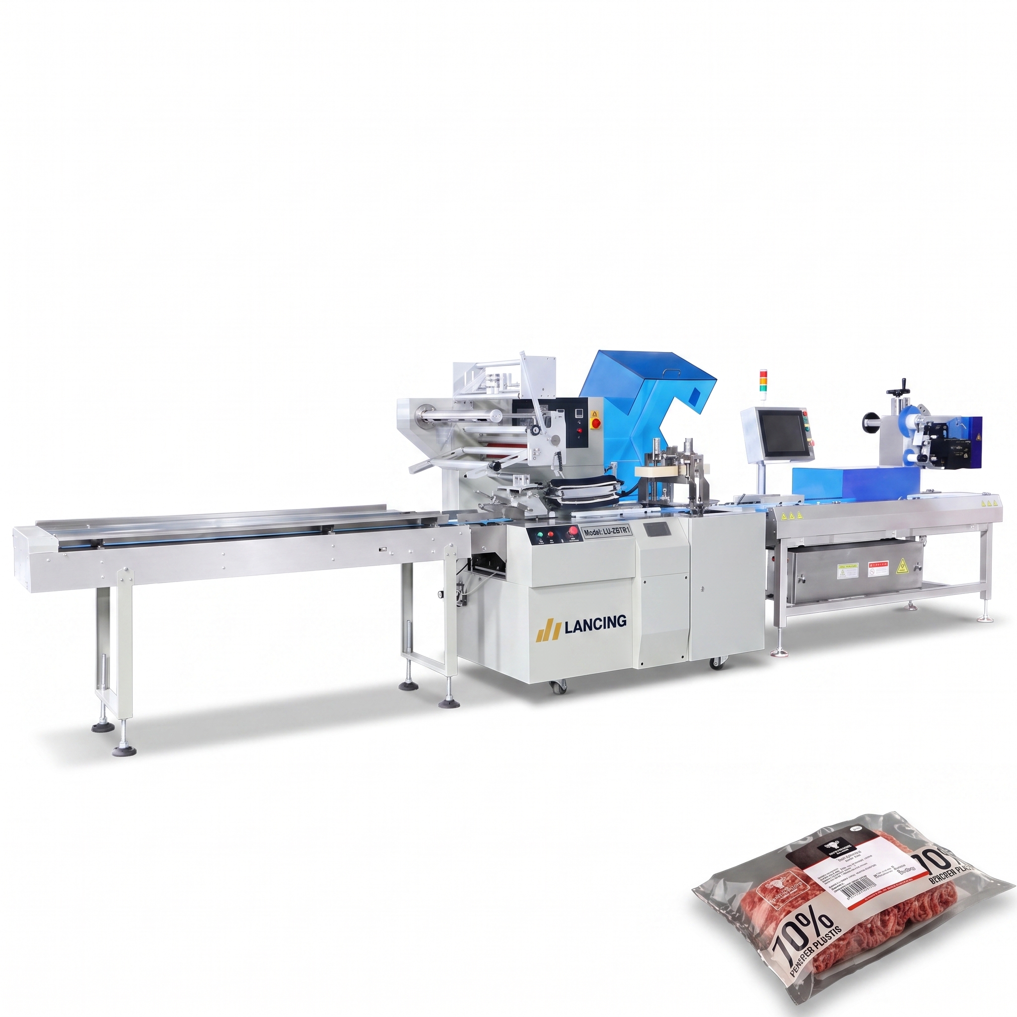 LANCING Automatic Seafood Sealing Vegetable Real-Time Calculation Printing Line